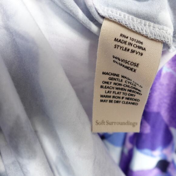 Soft Surroundings Vivienne Purple Blue Floral Maxi 1/2 Sleeve Dress New Plus 2X - Picture 9 of 12
